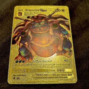 Pokemon Blastoise VMAX Gold Foil Fan Art Display Card NM